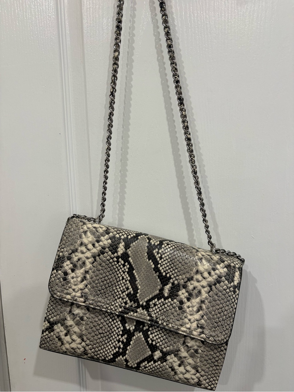 TORY BURCH Fleming Snakeskin Embossed  Crossbody/Shoulder Bag convertible